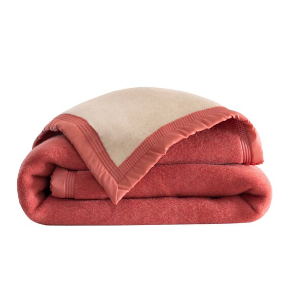 Couverture bicolore pure laine 600 g/m² (bois de rose) Couverture bicolore pure laine 600 g/m² (bois de rose)